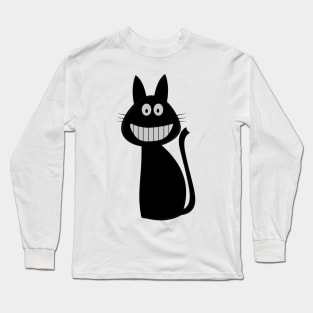 Smiling Black Cat Long Sleeve T-Shirt